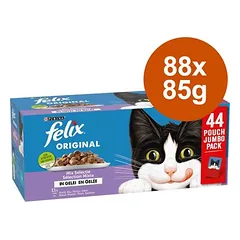 Felix Original Mix in Gelee ekonominė pakuotė, drėgnas maistas katėms 88 x 85 g