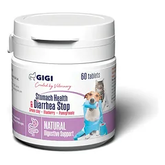 GIGI Stomach Support and Diarrhea Stop papildas šunų ir kačių virškinimui palaikyti 30 tab.