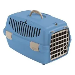 Stefanplast Gulliver 1 plastikinė transportavimo dėžė mažiems šunims ir katiniams su plastikinėmis durimis, nordik mėlyna