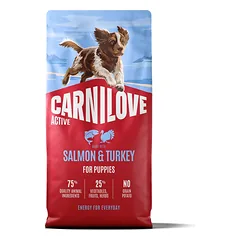 CARNILOVE Active Dog Salmon & Turkey Puppies 12 kg lašiša ir kalakutas, augantiems šuniukams