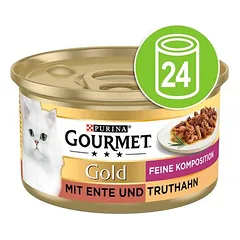 Gourmet Gold Feine Komposition drėgnas maistas katėms, ekonominė pakuotė 24 x 85 g