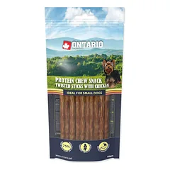 Ontario Protein Chew Snack Twisted Sticks With Chicken baltyminis kramtomasis skanėstas šunims su jautienos kolagenu, 12,7 cm, 10 vnt.