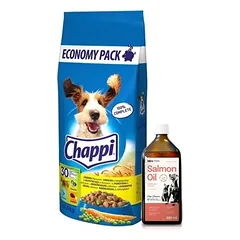 CHAPPI 13,5 kg - sausas maistas šunims su paukštiena ir daržovėmis + Lab-V 100% lašišų aliejus įvairaus amžiaus šunims ir katėms 500ml šalto spaudimo