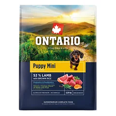 Ontario Puppy Mini Lamb & Brown Rice superpremium sausas maistas mažų veislių šuniukams, 2,25 kg