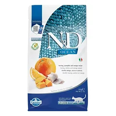 FARMINA N&D OCEAN - CAT Dry Herring Pumpkin&Orange ADULT 300 g (pak.16)