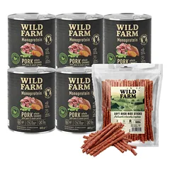 WILD FARM Monoprotein Pork 6x800g hipoalerginis maistas šunims + nemokamas skanėstas