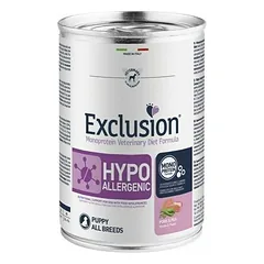 Exclusion Hypoallergenic konservai šuniukams su kiauliena ir žirniais 400 g