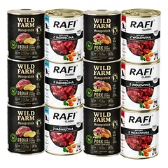 DOLINA NOTECI Rafi Classic + WILD FARM Monoproteinų skonių mišinys 12x800g