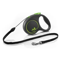 Flexi Black Design virvelinis pavadis, S, iki 12kg, 5 m, juodos spalvos — 3 nuotrauka