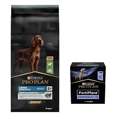 Purina Pro Plan Large Adult Athletic Optidigest, ėriena ir ryžiai 14kg + PURINA PVD FortiFlora Dog 30 paketėlių