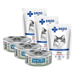 Farmina Vet Life Renal Cat 3x85g + ENZO VET Renal su jautiena želė katėms 3x 100g