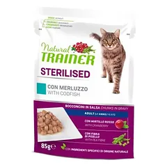 Natural Trainer Cat SP. STER. CODFISH drėgnas maistas sterilizuotoms katėms, su menke, 85 g nuotrauka