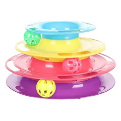 Flamingo Bagera Tower + Balls žaislas katėms su kamuoliukais, 24×13 cm