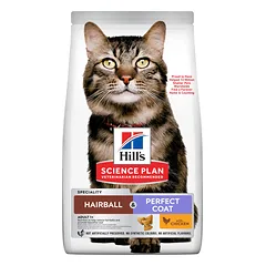 Hill’s Science Plan Feline Adult Hairball&Perfect Coat Sausas maistas katėms kailio sveiaktingumui ir plaukų sąvėlų prevencijai 1,5 kg