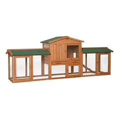lionto Kleintierstall aus Holz mit 2 Etagen, Rampe und Bitumendach