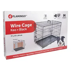 Flamingo KEO M metalinis narvas šunims su dvigubomis durelėmis, juodas, 77x54x47 cm — 3 nuotrauka