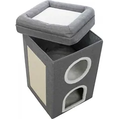 Trixie Saul Cat Tower kačių bokštelis su draskykle ir guoliu, pilkas, 64 cm — 2 nuotrauka