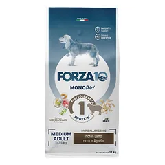 Forza10 Medium Mono Diet Lamb sausas maistas alergiškiems suaugusiems šunims su ėriena, 12 kg