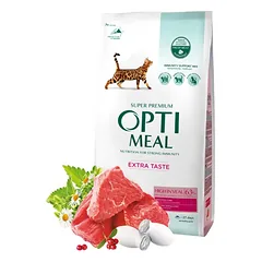 OPTIMEAL sausas ėdalas suaugusioms katėms su veršiena 1.5 kg — 2 nuotrauka