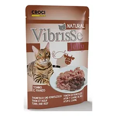 VIBRISSE kons. katėms tunas su jautiena želatinoje 70g 18vnt