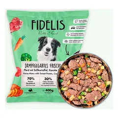 FIDELIS Pferd mit Süßkartoffel, Karotte und Blaubeeren (400g) gefroren