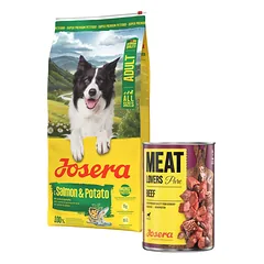 JOSERA Salmon and Potato Adult 12,5kg Be grūdų šunų ėdalas, skirtas šunims su jautria skrandžio gleivine + 800 g skardinė NEMOKAMAI