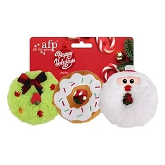 AFP Hundespielzeug Happy Holidays HoHoHo Donuts 3er Pack