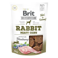 BRIT Jerky Snack Triušių mėsos monetos su mėlynėmis 80g