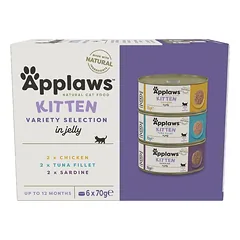 APPLAWS Applaws Cat Tin Multipack 6 x 70 g Kačių ėdalas "Kitten Selection" mišrių skonių su žuvimi ir vištiena