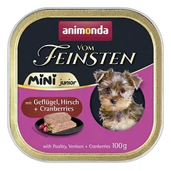 Animonda Dog - Vom Feinsten Mini Adult 32 x 100 g drėgnas maistas šunims, Geflügel, Hirsch & Cranberrys — 2 nuotrauka