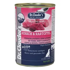 DR. CLAUDER'S drėgnas maistas suaugusiems šunims odai ir kailiui su elniena ir bulvėmis 400g