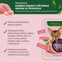 DELICKCIOUS konservuotas pašaras suaugusioms katėms -  sriuba su kumpiu ir vištiena, 80 g — 2 nuotrauka