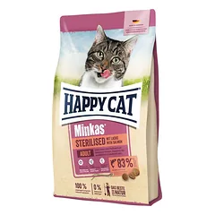 HAPPY CAT Minkas Sterilised Lachs Lašiša 10 kg sausa maistas katėms po sterilizacijos