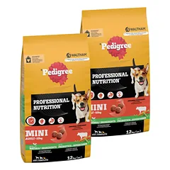 PEDIGREE Professional Nutrition Adult Mini su jautiena ir daržovėmis 2 × 12 kg – sausas ėdalas suaugusiems mažų veislių šunims