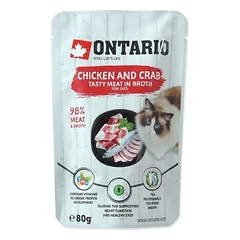 Ontario konservai katėms su vištiena ir krabais sultinyje, 80 g