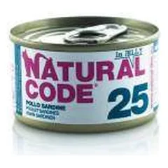 Natural Code 25 drėgnas maistas suaugusioms katėms su vištiena ir sardinėmis, 85 g nuotrauka