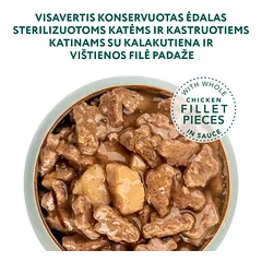OPTIMEAL konservai sterilizuotoms katėms su kalakutiena ir vištiena 85g x 12 — 2 nuotrauka