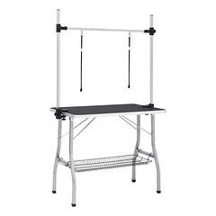 Zatte Tierpflegetisch klappbar höhenverstellbar 90x60x76 cm, Schwarz