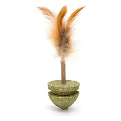 Nobleza žaislas katei su katžole ir plunksnomis, rudas, 15x4cm