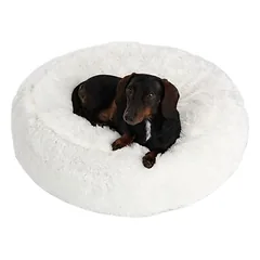 zooplus Exclusive mišrus rinkinys: guolis šunims Flocke + tinkami atsarginiai užvalkalai, Lova Ø 90 x H 20 cm + atsarginis užvalkalas Ø 90 cm, šviesiai pilka (su pleduku) — 2 nuotrauka