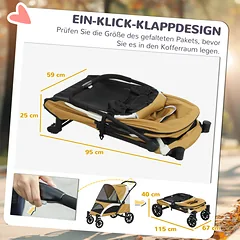 Šunų vežimėlis rudas — 5 nuotrauka