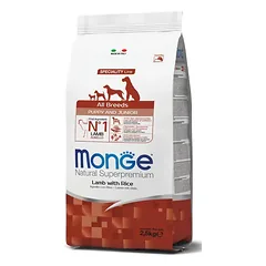 2 vnt. Monge puppy sausas pašaras (ėriena ir ryžiai) 2,5kg