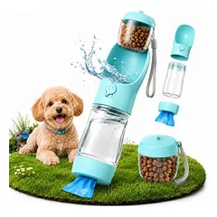 HausPets 3in1 Hundeflasche 300ml Napf Snacks Beutel