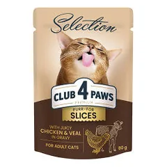 Club 4 Paws Premium Selection konservai su vištiena ir veršiena katėms