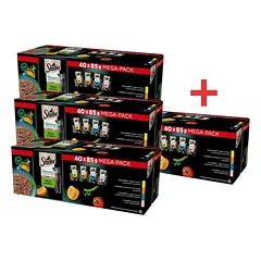 SHEBA Nature's Collection Flavour Selection 120x85g + 40x85g NEMOKAMAI - Visavertis drėgnas ėdalas suaugusioms katėms, su padažu 
