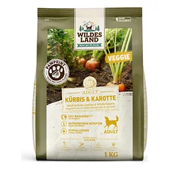 WILDES LAND PawPrint Veggie Adult sausas maistas šunims su moliūgais ir morkomis, 1kg