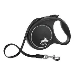 Inercinis pavadėlis šunims – Trixie Flexi Black Design, Juostinis pavadėlis, S, 5 m, (15 kg)