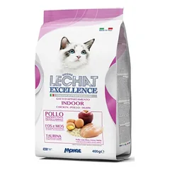 LeChat Excellence Indoor sausas maistas suaugusioms patalpų katėms svorio kontrolei, su vištiena ir grūdais, 0,4 kg