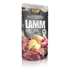 BELCANDO konservai šunims su ėriena, bulvėmis ir spanguolėmis. 125 g