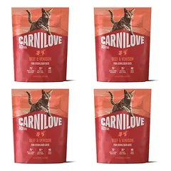 CARNILOVE Active Cat Beef and Venison Sterilised 4x400 g jautiena ir elniena, skirtas sterilizuotiems katėms